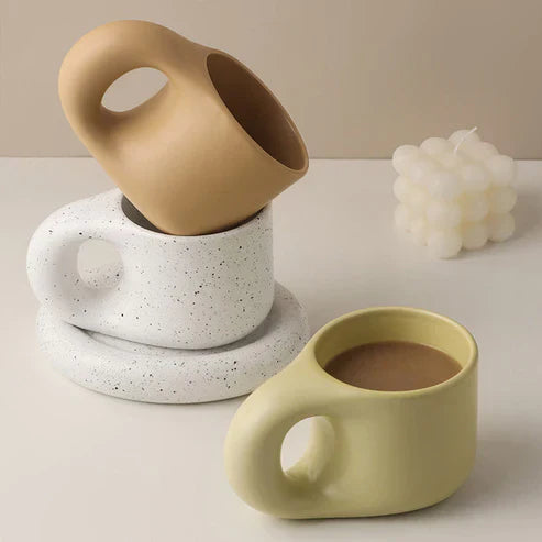 Nordic Handmade Ceramic Mug with Handle – Artisan Coffee Cup