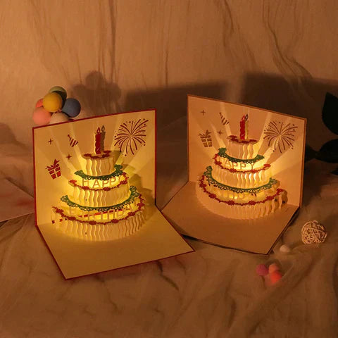 3D LED Music Birthday Cards - Pop-Up Greeting Card with Lights & Sound