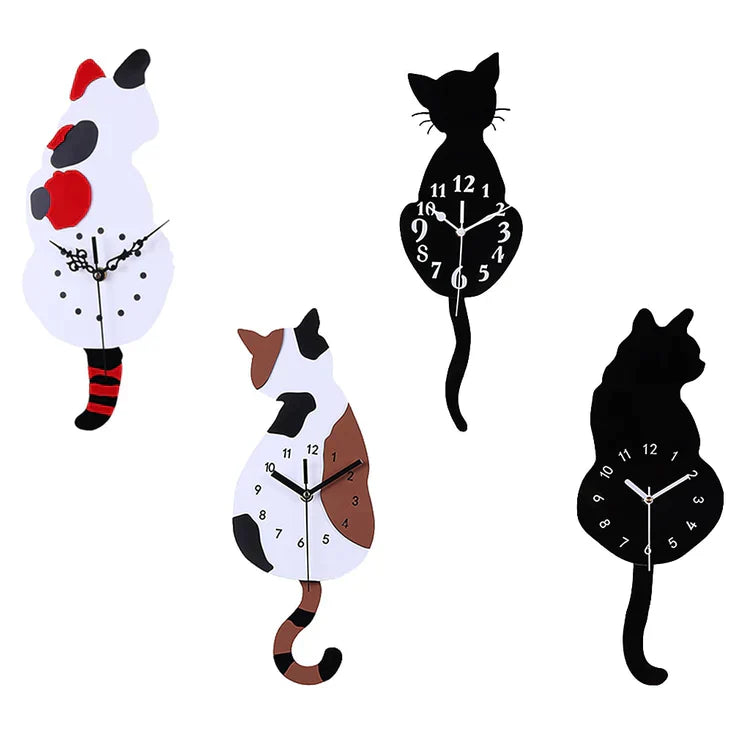 Cat Tail Wall Clock – Cute Swinging Tail & Moving Eyes Novelty Clock for Home Decor