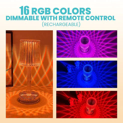 Diamond Glow Acrylic Touch Table Lamp – RGB LED Crystal Night Light