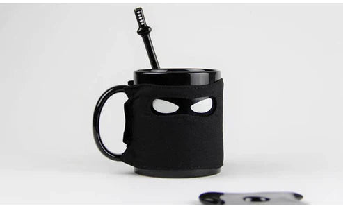 Ninja Ceramic Mug Set – Creative Mug with Mask, Sword & Spoon