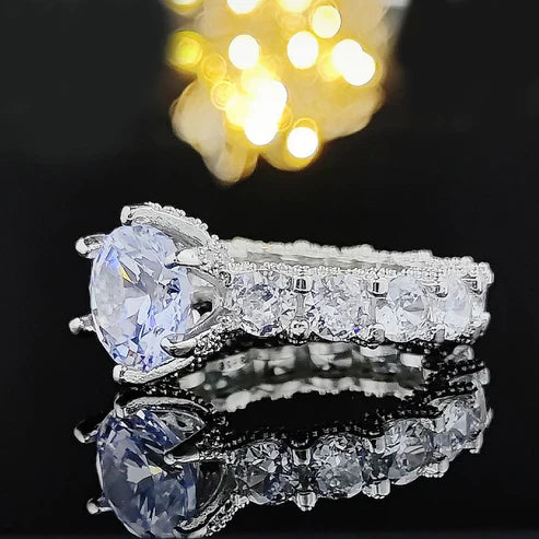 Silver Gem Ring - 925 Sterling Silver Cubic Zirconia Timeless Gift Ring