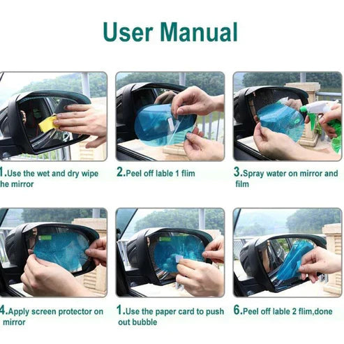 Waterproof Car Side Anti-Fog Mirror Film - Clear Vision Rain Repellent Film