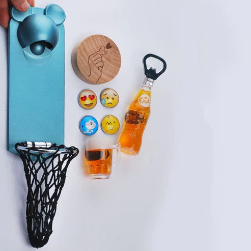 Fridge Magnetic Basketball Bottle Opener - Sports Fan Refrigerator Magnet & Bar Tool