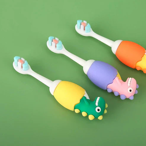 Mini Dinosaur Kids Toothbrush - Soft Bristle Cartoon Dino Toothbrush for Children in 6 Fun Colors