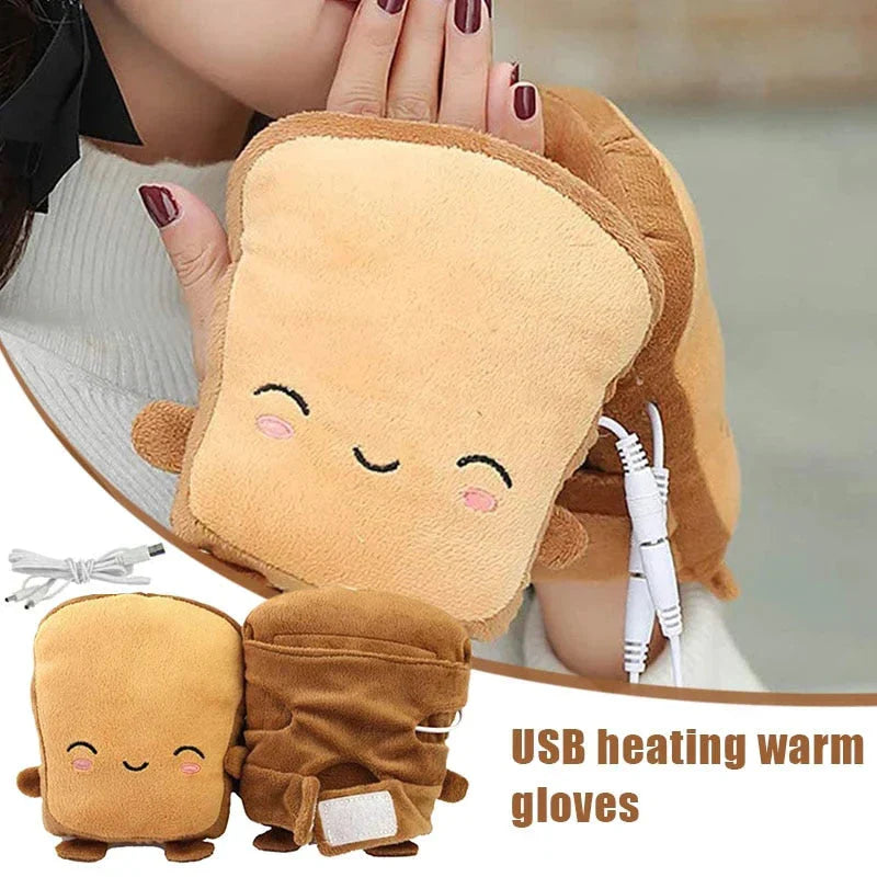 Toast Hand Warmer Gloves - USB Heated Fingerless Gloves for Typing & Gaming