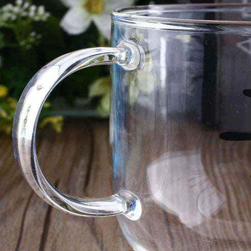Cute Cat Glass Coffee Cup – Adorable Kitty Drinkware