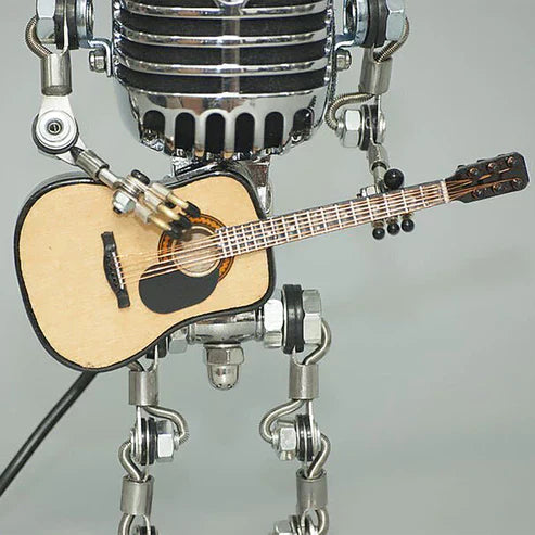 Vintage Guitar Playing Microphone Robot Lamp - Retro Music Desk Light