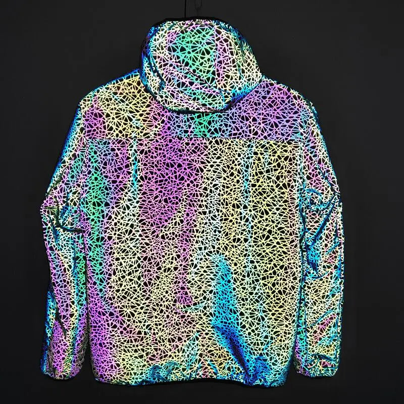 Reflective Hooded Jacket – Harajuku Streetwear Windbreaker for Autumn & Spring