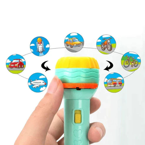 Educational Story Prop Flashlight Projector - Kids Learning Torch with 3 Cards & 24 Patterns for Toddlers