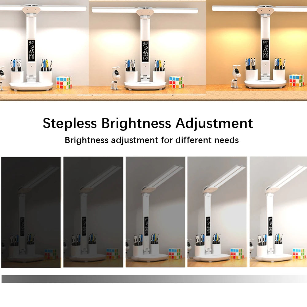 Smart LED Foldable Desk Lamp with Digital Clock & Temperature Display