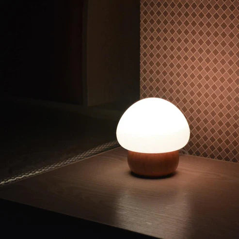 Wooden Mushroom LED Night Lamp - Whimsical Bedside Light