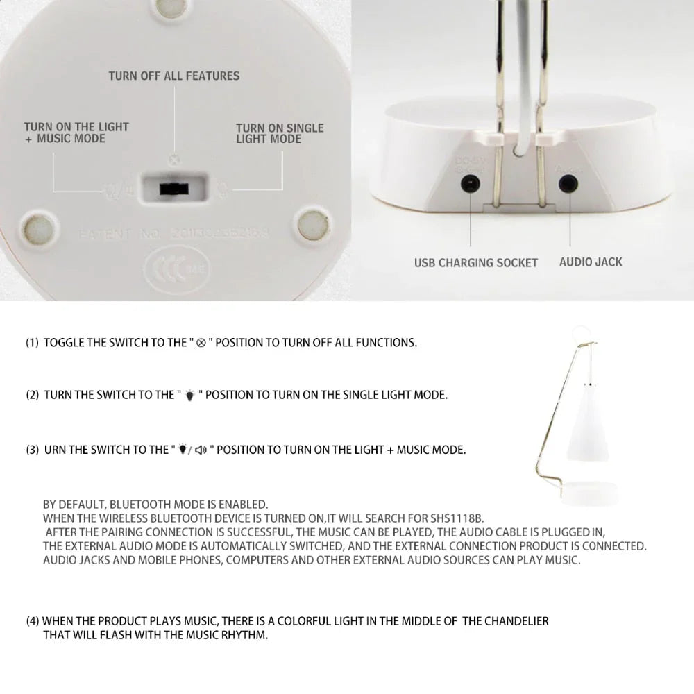 Bluetooth Speaker LED Lamp - Touch Control Music Table Lamp with Colorful Lights