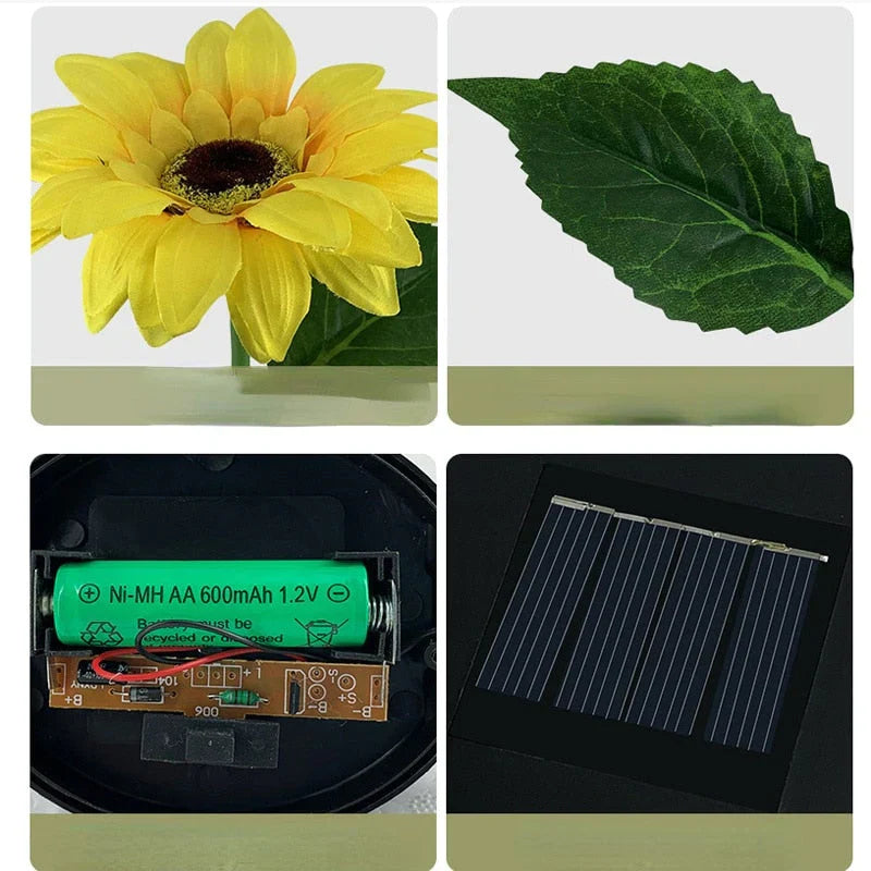 Solar Garden Lights - Waterproof LED Sunflower Outdoor Pathway Lights