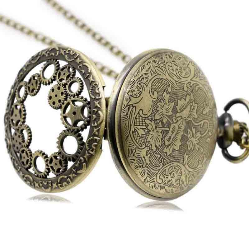 Time Traveler Pocket Watch - Steampunk Vintage Mechanical Style Quartz Watch