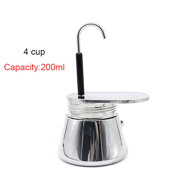 Moka Pot Stainless Steel Coffee Maker – Stovetop Espresso Brewer