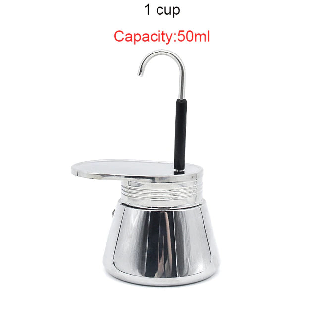 Moka Pot Stainless Steel Coffee Maker – Stovetop Espresso Brewer