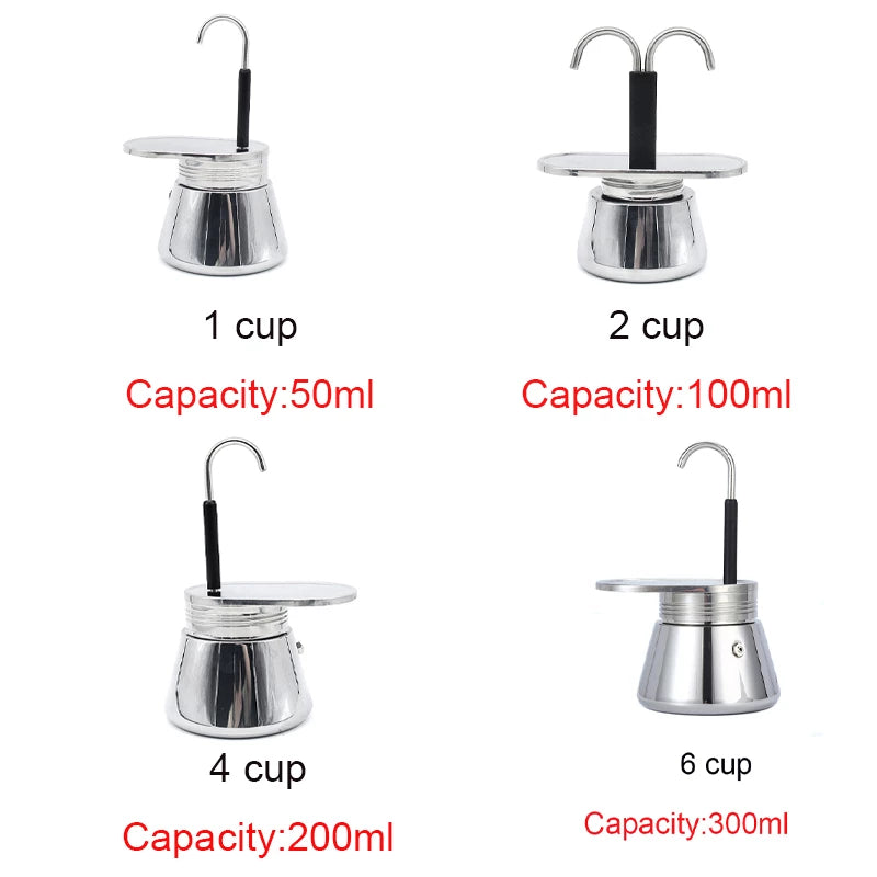 Moka Pot Stainless Steel Coffee Maker – Stovetop Espresso Brewer