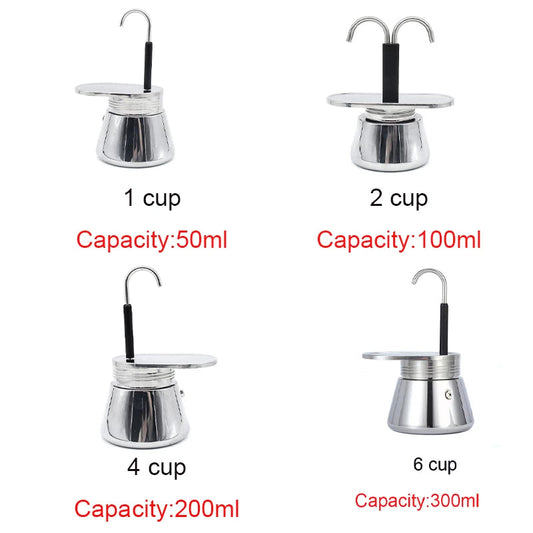 Moka Pot Stainless Steel Coffee Maker – Stovetop Espresso Brewer