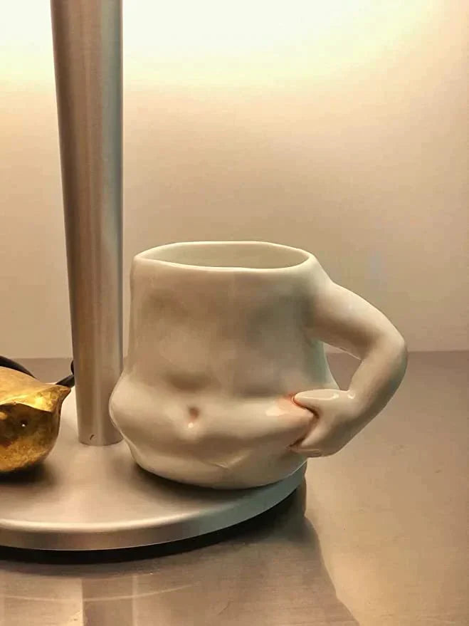 Cute Fat Belly Ceramic Mug – Kawaii Pinch Belly Coffee & Tea Cup