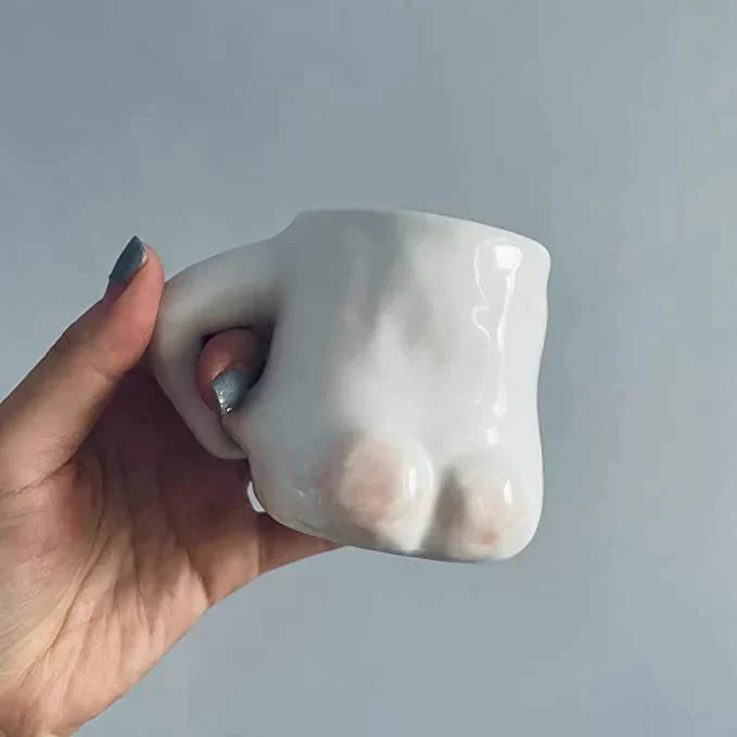 Cute Fat Belly Ceramic Mug – Kawaii Pinch Belly Coffee & Tea Cup