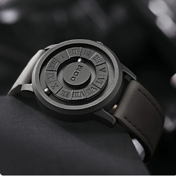 DOM Men's Watch - Creative Magnetic Steel Ball Pointer Orbital Concept Quartz Watch with Leather Strap