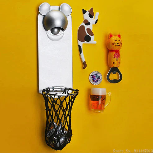 Fridge Magnetic Basketball Bottle Opener - Sports Fan Refrigerator Magnet & Bar Tool