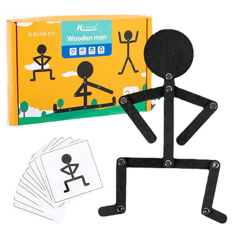 Educational Wooden Stick Toy - Montessori Sport Man Puzzle Game for Baby Fine Motor Skills & Imagination