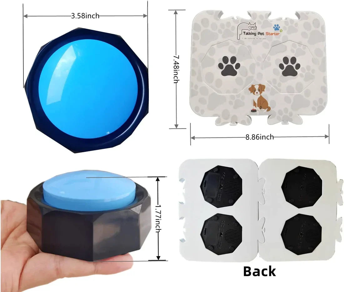 Dog Communication Buttons - 4-Pack Recordable Pet Training Buzzers with Mat