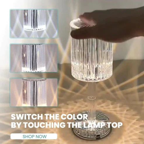 Diamond Glow Acrylic Touch Table Lamp – RGB LED Crystal Night Light