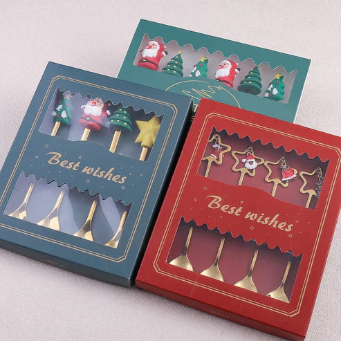 4Pcs Christmas Best Wishes Tableware Set - Holiday Spoon Collection