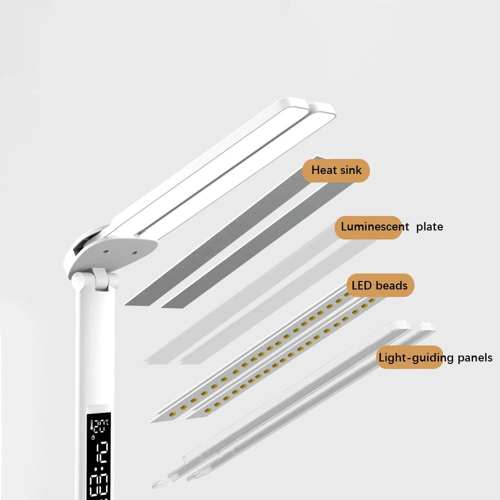 Smart LED Foldable Desk Lamp with Digital Clock & Temperature Display