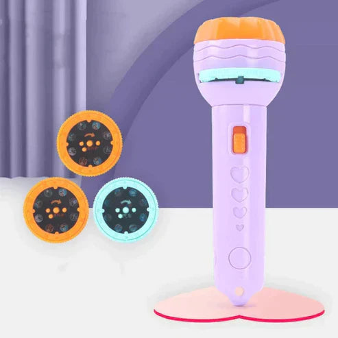 Educational Story Prop Flashlight Projector - Kids Learning Torch with 3 Cards & 24 Patterns for Toddlers