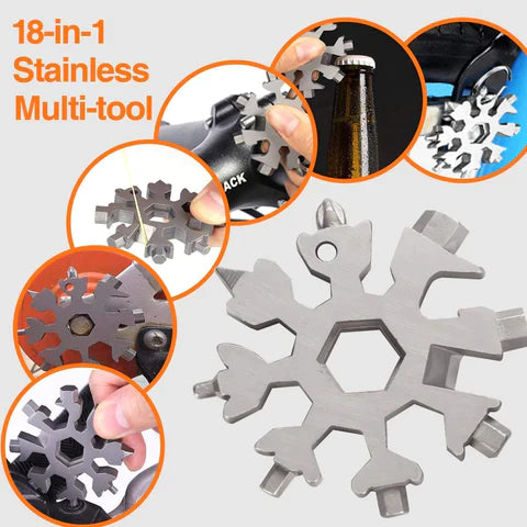 Snowflake 18-in-1 Multi Tool – Stainless Steel EDC Pocket Tool & Christmas Gift