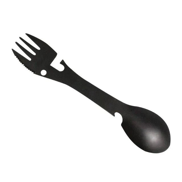 Stainless Steel Multifunctional Bottle Opener Spork - 3-in-1 Camping Cutlery EDC Tool