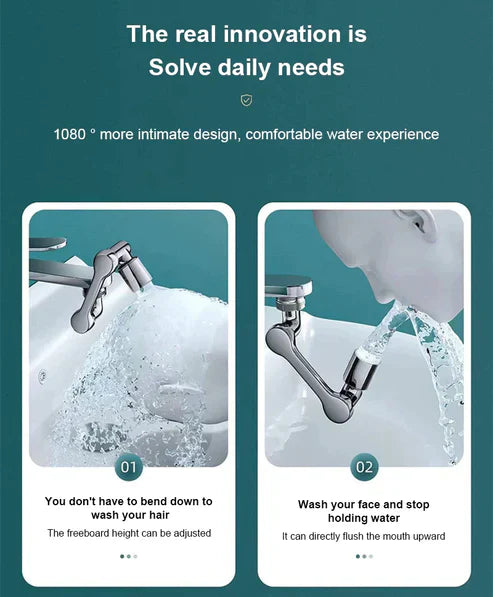 Full Rotating Universal Faucet Tap Extender – 360° Swivel Kitchen & Bathroom Aerator