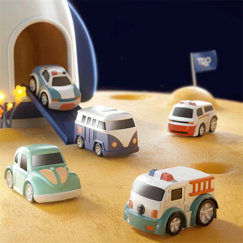 Space Panda Car Toys - Children Train Track Adventure Racing Set with 2 or 4 Cars for Kids
