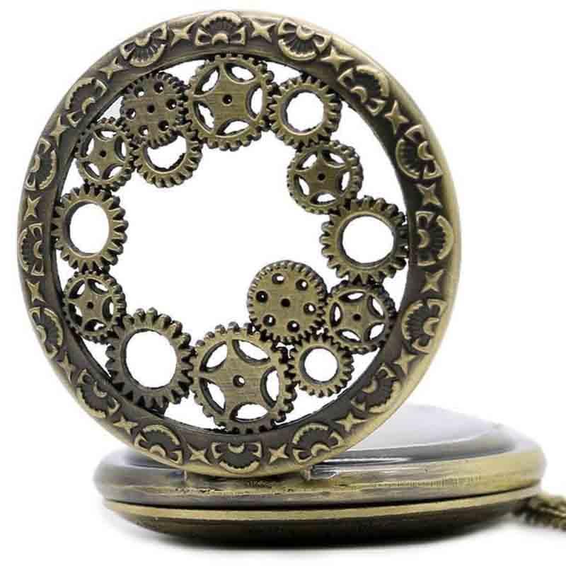 Time Traveler Pocket Watch - Steampunk Vintage Mechanical Style Quartz Watch