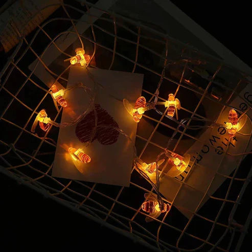 Battery Operated Honey Bee String Lights – Cute LED Fairy Lights for Home & Party Decor
