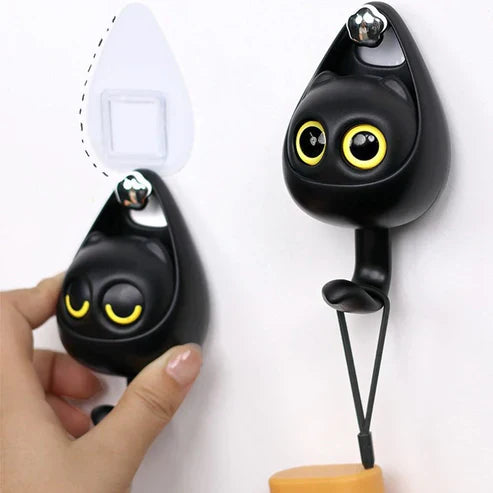 Cute Cat Punch Free Key Holder Hook - No Drill Wall Mounted Key Organizer for Home Decor