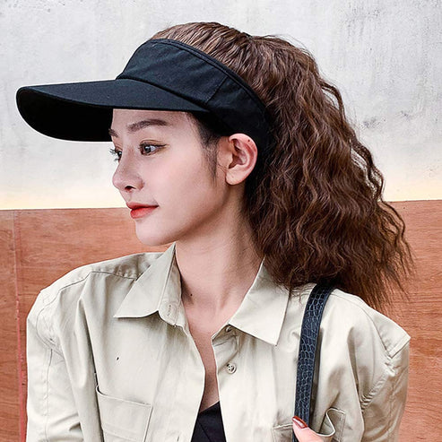 Women Artificial Hair Summer Baseball Cap - Wig Hat Combo