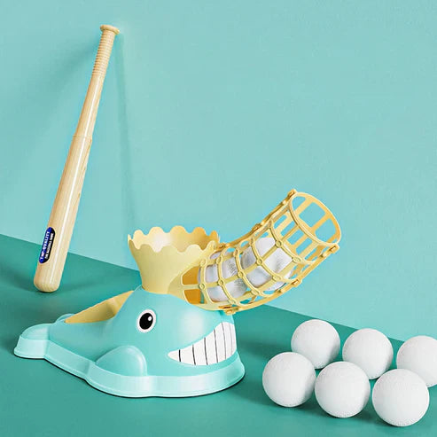 Whale Baseball Launcher Trainer Toy Set – Kids Outdoor Batting Practice Playset