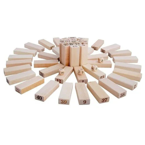 Wooden Blocks Stacking Game - Solid Wood Educational Tower Building Game for Kids & Family