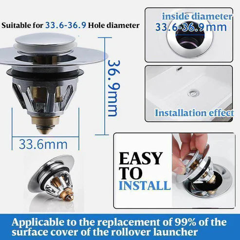 Universal Pop-Up Sink Drain Filter Plug - Hair Catcher & Drain Stopper