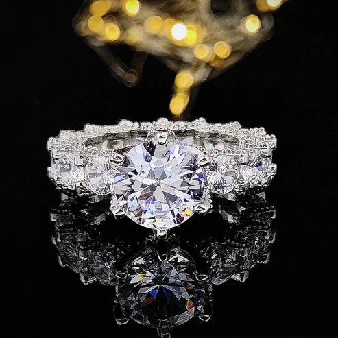 Silver Gem Ring - 925 Sterling Silver Cubic Zirconia Timeless Gift Ring
