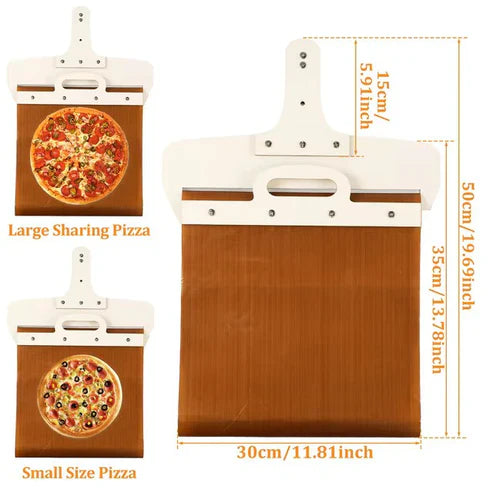Sliding Pizza Peel Shovel – Stainless Steel Baker's Paddle with Removable Wooden Handle