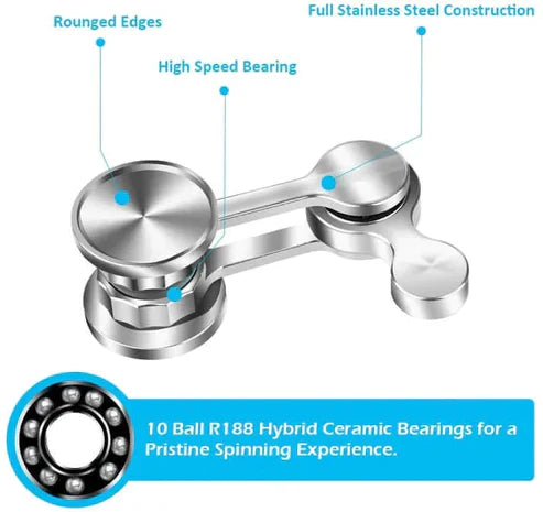 Anti-Anxiety Double Pendulum Fidget Spinner – Full Stainless Steel | Ceramic Bearings | ADHD & Stress Relief