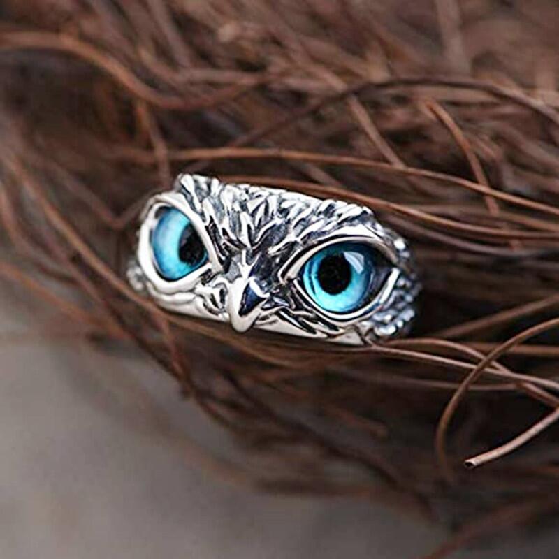 Owl Eye Adjustable Ring – Vintage Retro Alloy Open Ring for Men & Women | 6 Colours