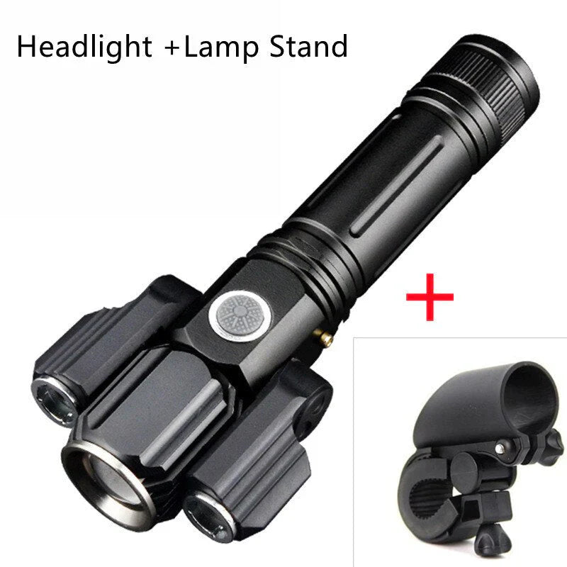 Three Head Rechargeable Rotatable Flashlight - Multi-Angle LED Work Light