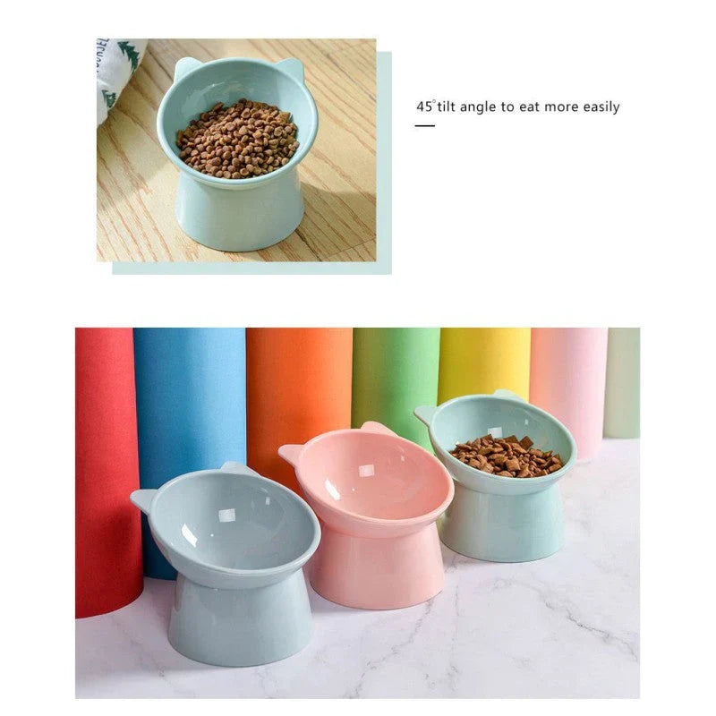 Tilted Pet Bowl - Elevated 45° Raised Food Water Bowl for Dogs & Cats